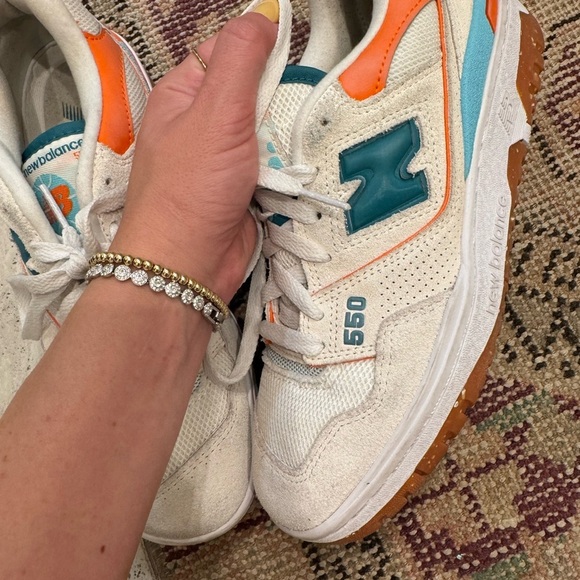 New Balance Wmns 550 'Sea Salt Verdigris' Women’s Tennis Shoes Orange Blue - Picture 5 of 7